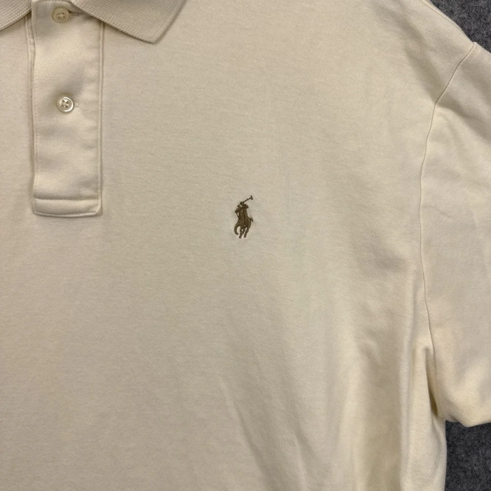 Polo Ralph Lauren Mens XL Cream Cotton Short Sleeve Pony‎ Logo Polo Shirt